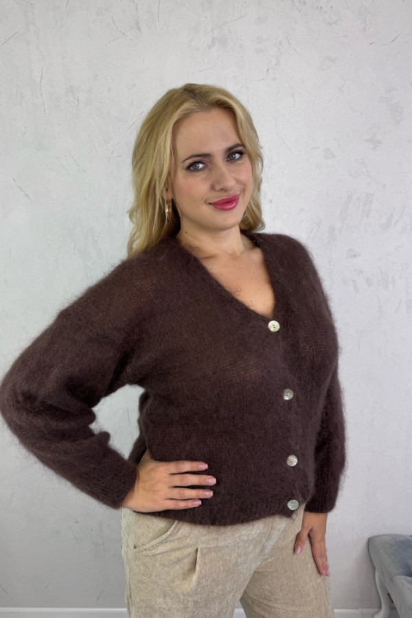 Sweterek rozpinany oversize czekoladowy