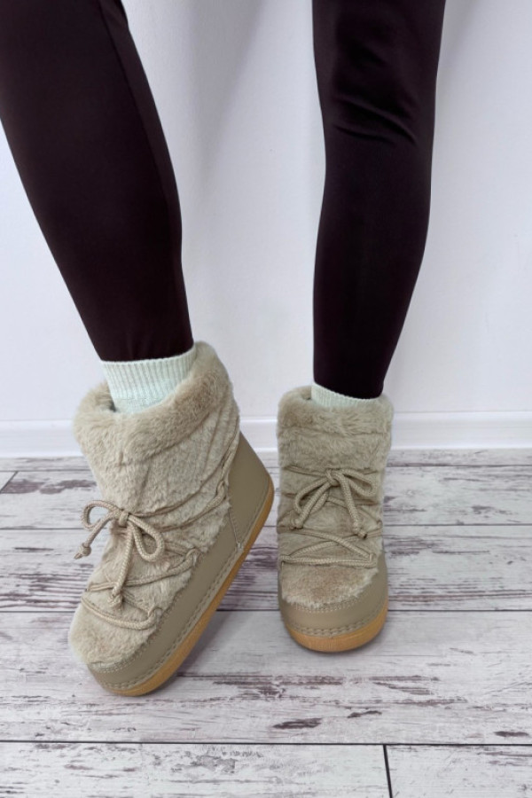 Botki ocieplane beżowe