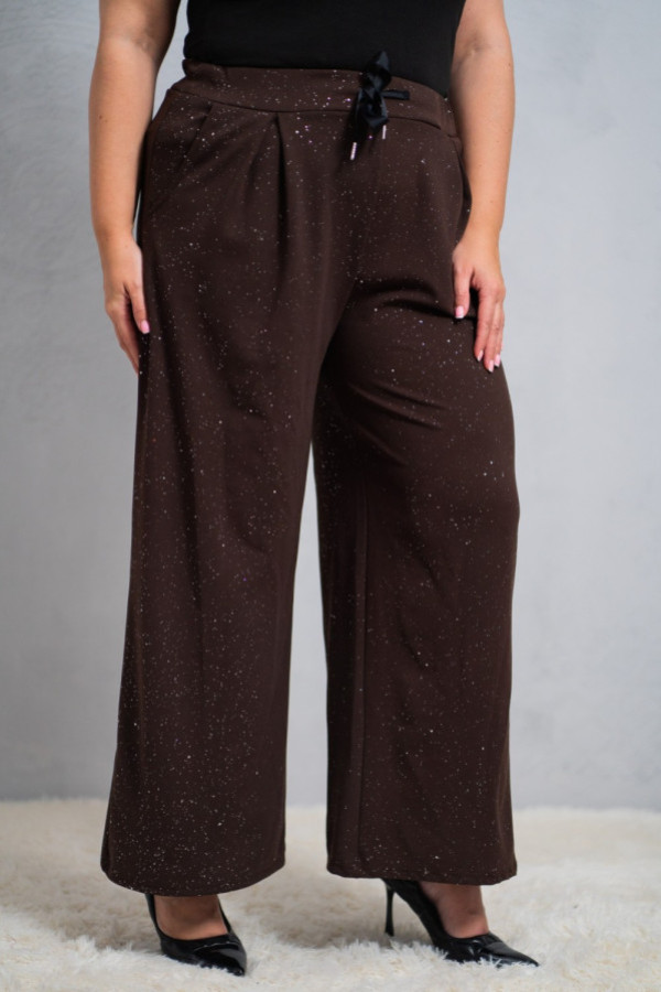 Spodnie damskie plus size z połyskiem