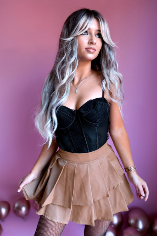 Spódnico–spodenki rozkloszowane emily – musztardowe