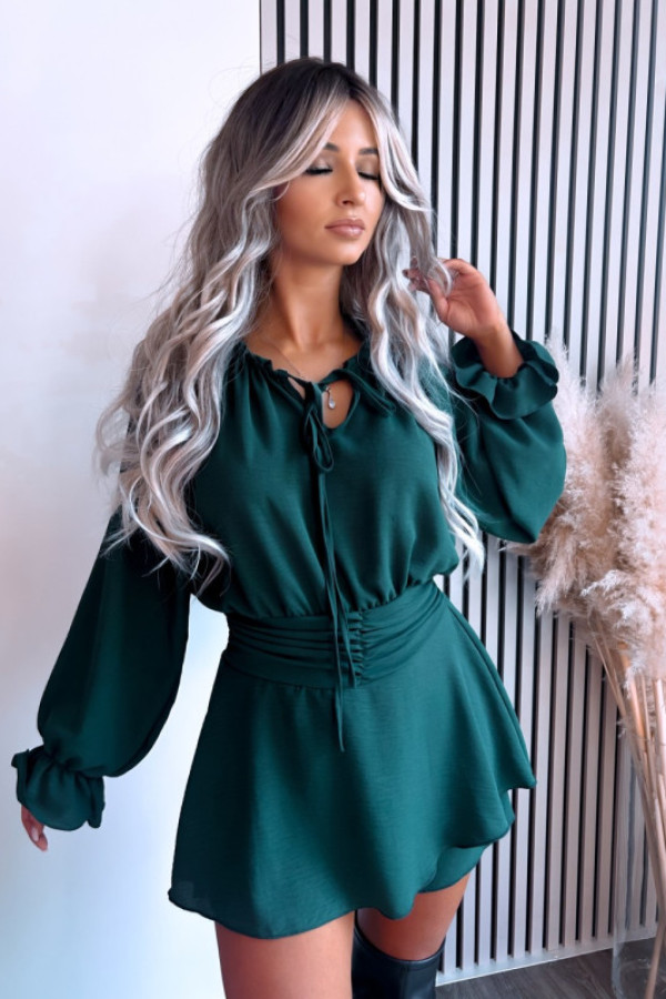 Zwiewny kombinezon z wiązaniem alissa butelkowa zieleń