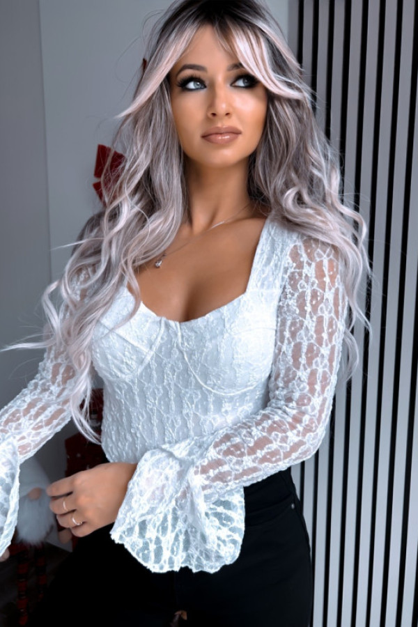 Koronkowa bluzka top push up maginne biały