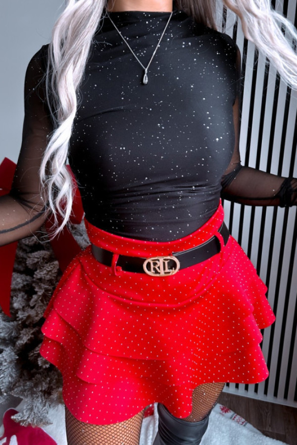 Spódniczko spodenki z paskiem blink blink czerwone