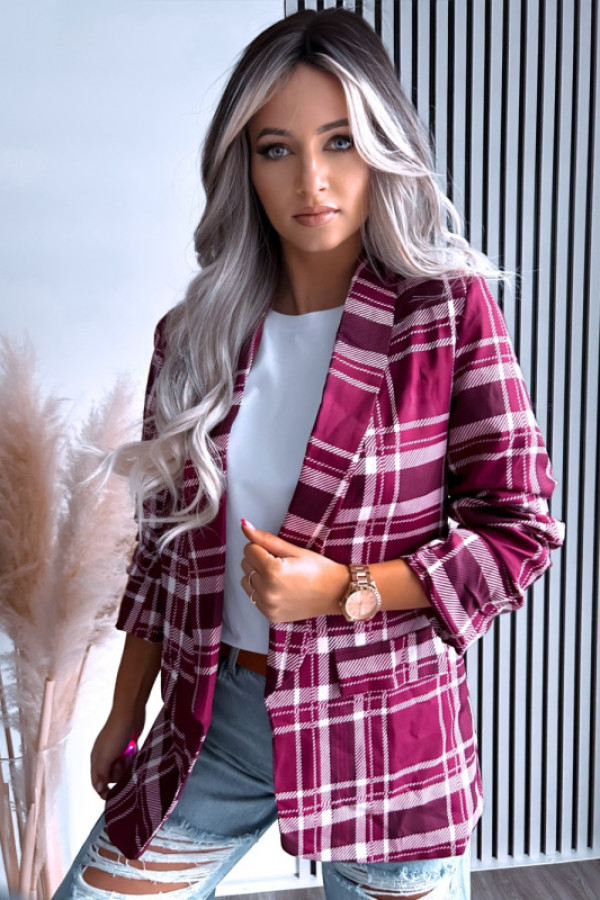 Marynarka w kratkę milano check bordowa