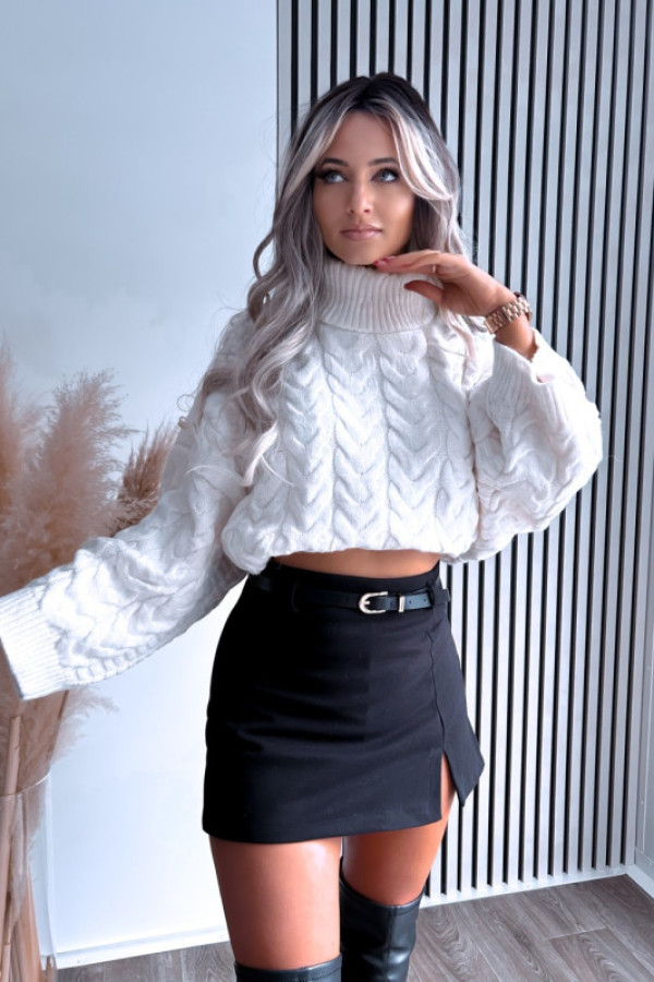 Spódniczko-spodenki zamszowe z paskiem veluro czarna