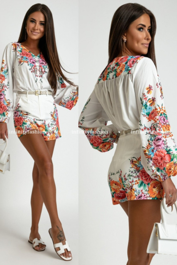 Wzorzyty komplet colten biały