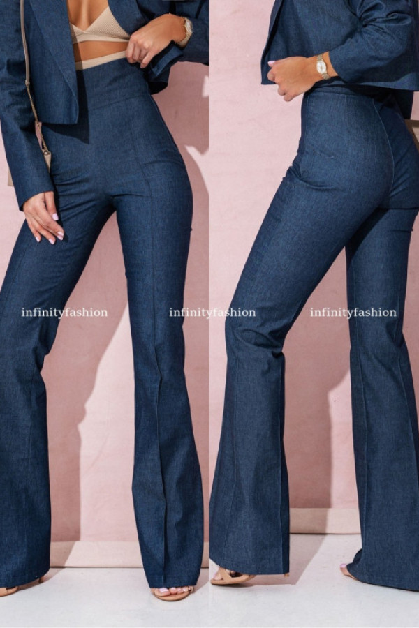 Jeansowe spodnie dzwony ezeliss granatowe