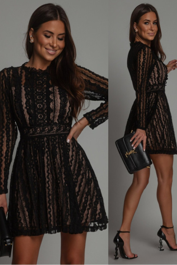 Koronkowa sukienka tessima czarno/beżowa