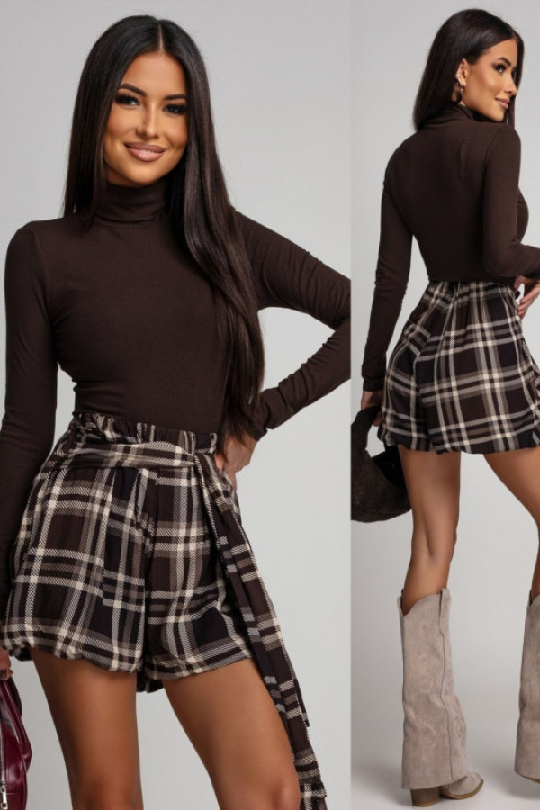 Dopasowane body z golfem wester brązowe