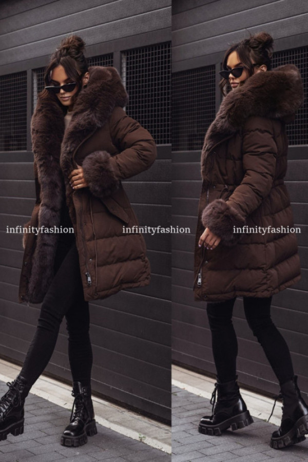 Pikowany płaszcz tanira brązowy