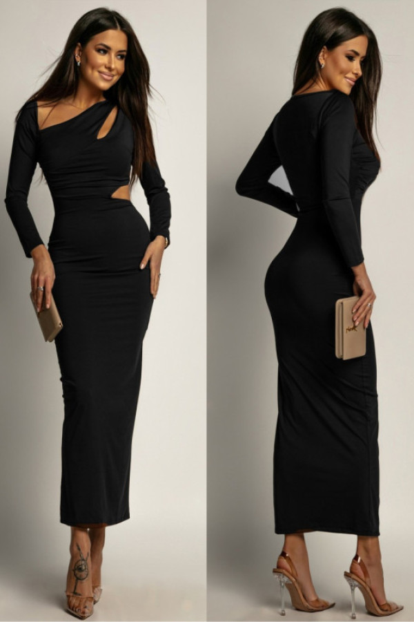 Dopasowana sukienka maxi lasli czarna
