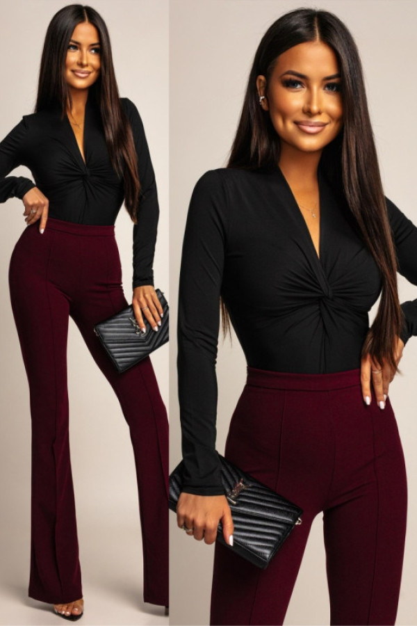 Eleganckie body z marszczeniem vertinto czarne