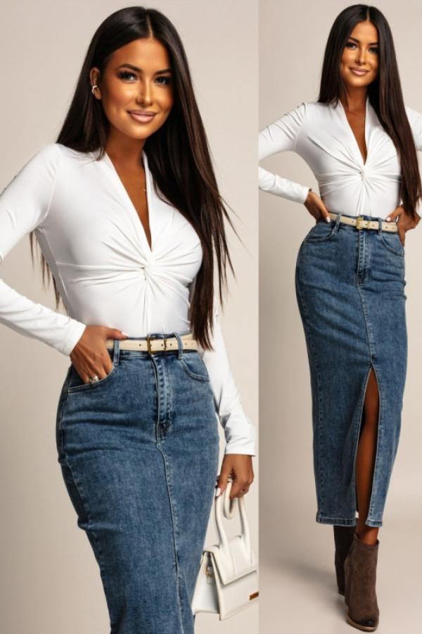 Eleganckie body z marszczeniem vertinto białe