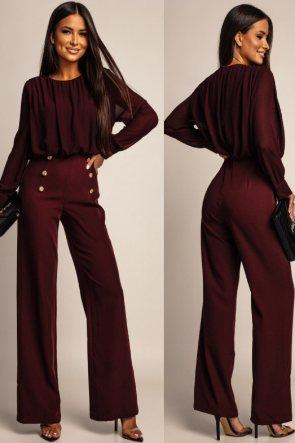 Elegancki kombinezon maxi ivonette bordowy