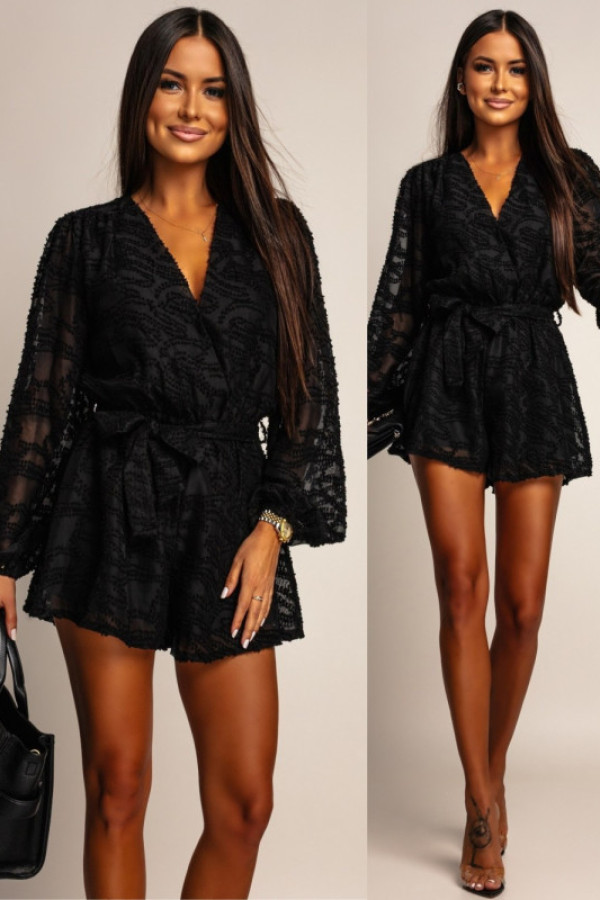 Elegancki kombinezon z paskiem clavirio czarny