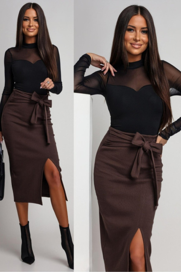 Dopasowane body z siateczką feruzo czarne