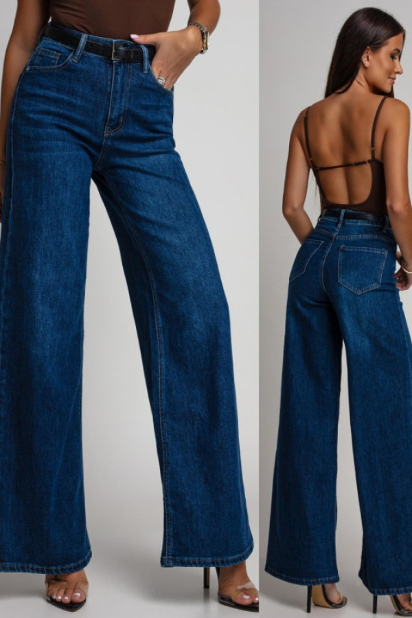 Spodnie jeansowe wide leg iwerin niebieskie