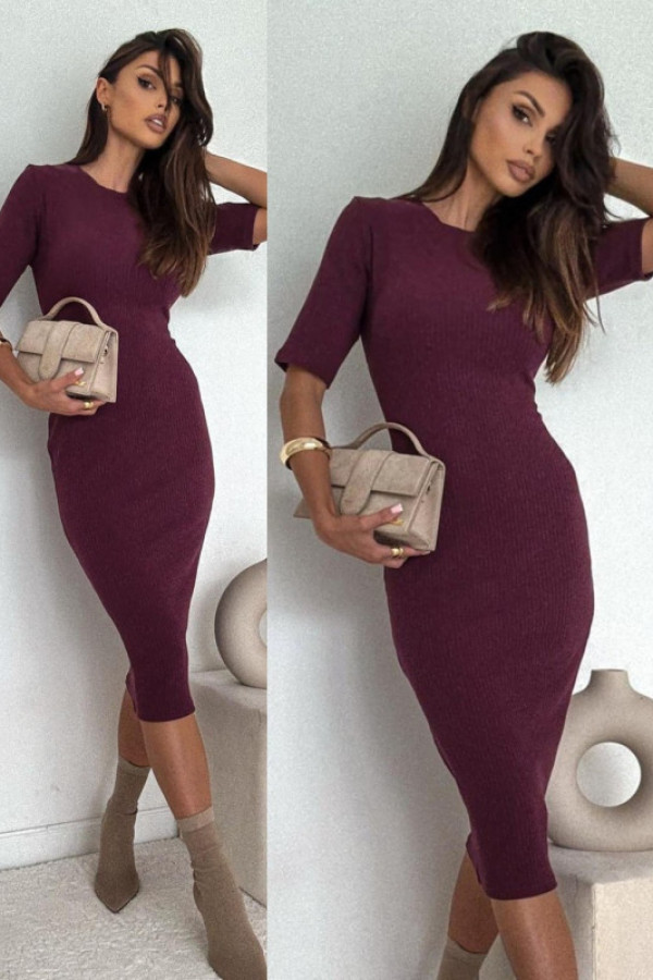 Bawełniana sukienka midi calienne bordowa