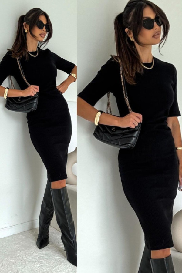 Bawełniana sukienka midi calienne czarna