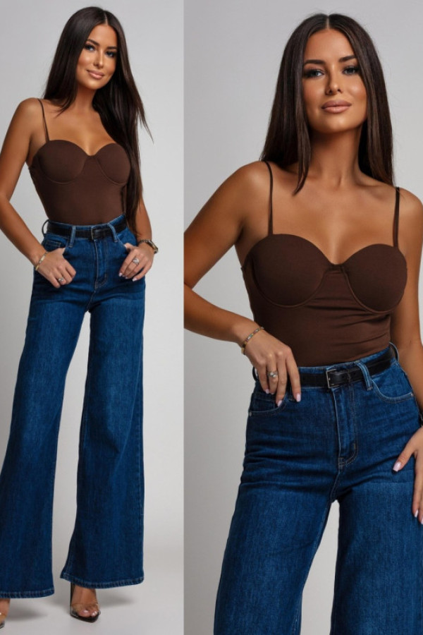 Gorsetowe body fementto brązowe