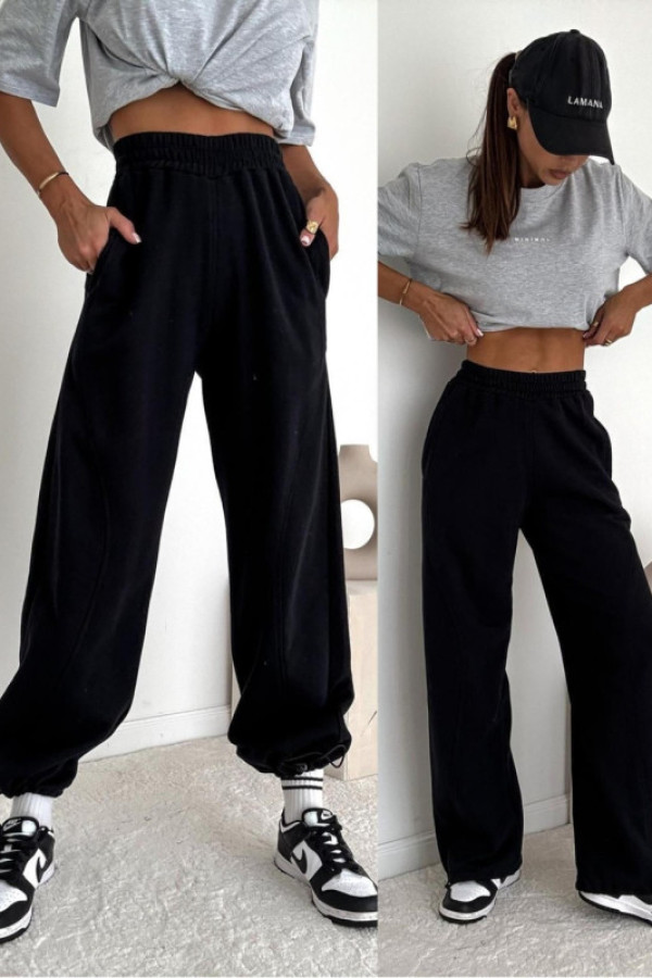 Bawełniane spodnie dresowe ze ściągaczem iferno czarne