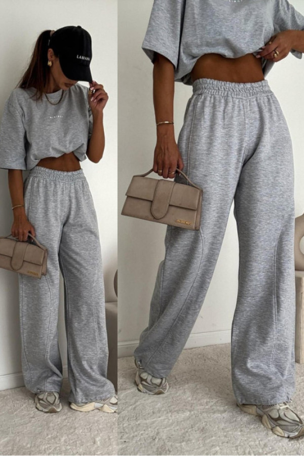 Bawełniane spodnie dresowe ze ściągaczem iferno szare