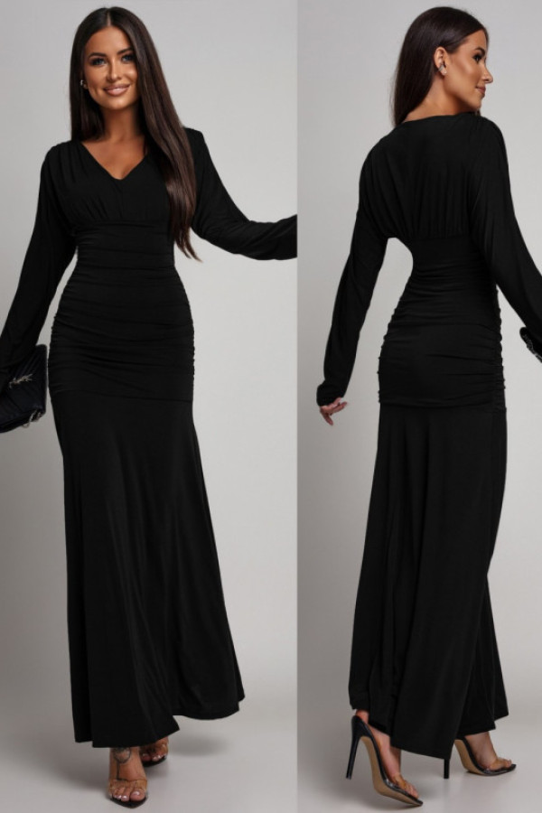 Elegancka sukienka maxi voliente czarna