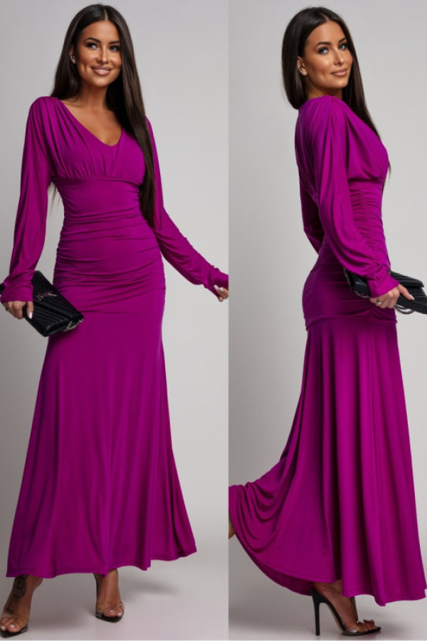 Elegancka sukienka maxi voliente amarantowa