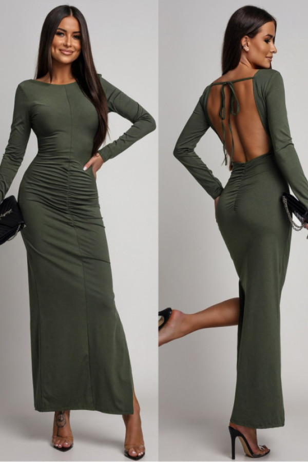 Elegancka sukienka maxi felliora khaki
