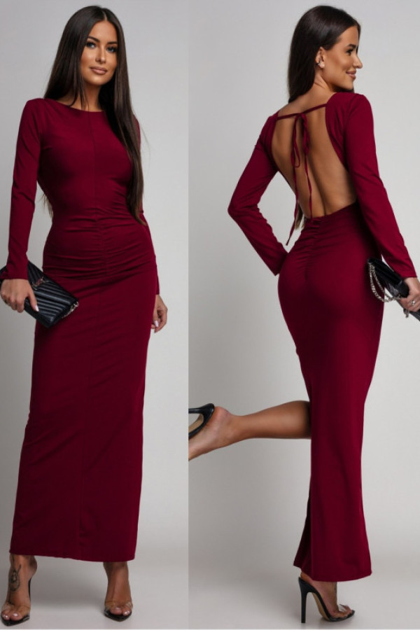 Elegancka sukienka maxi felliora bordowa