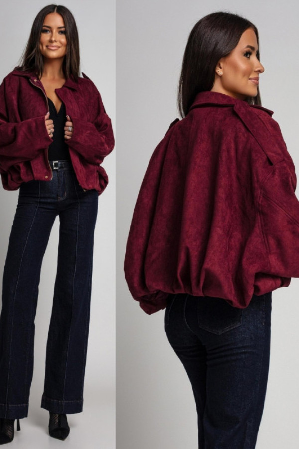 Zamszowa kurtka bomberka nexitra bordowa