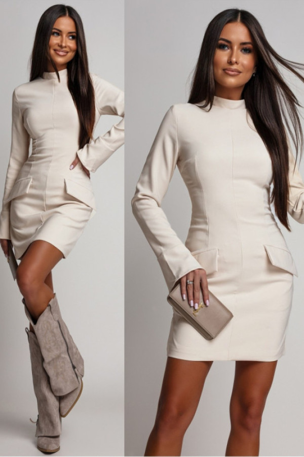 Elegancka sukienka elvarie kremowa