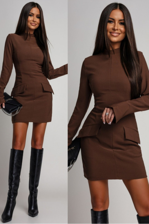 Elegancka sukienka elvarie brązowa