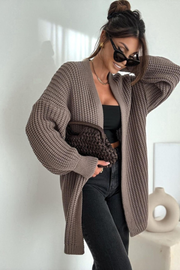 Długi kardigan zereluna mokka