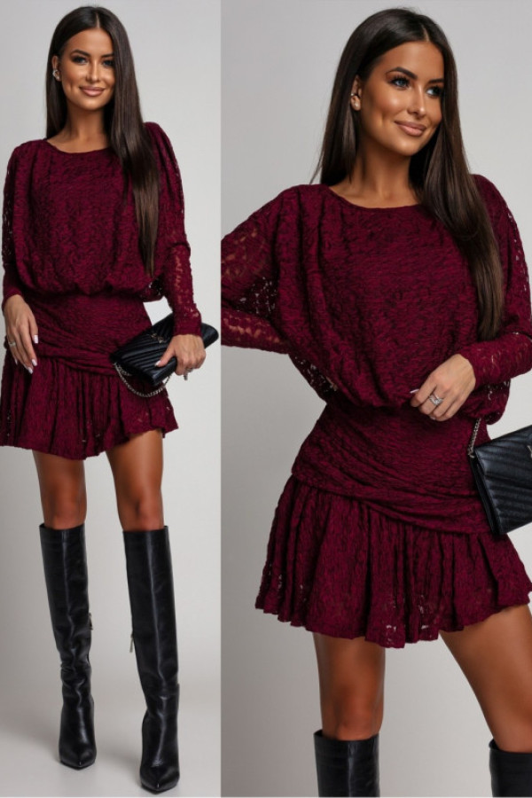 Koronkowa sukienka melvaria bordowa