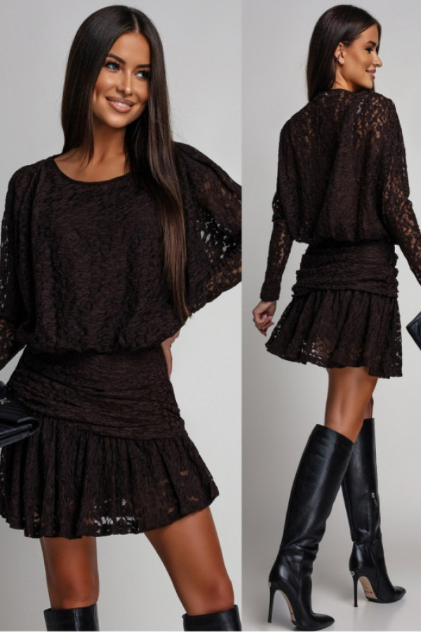 Koronkowa sukienka melvaria brązowa