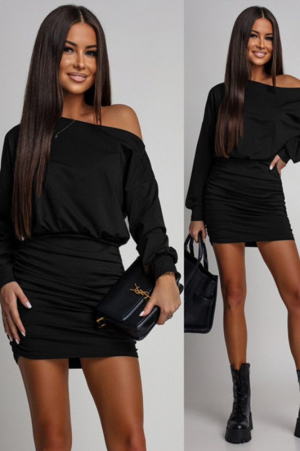 Elegancka sukienka z marszczeniem nirelle czarna