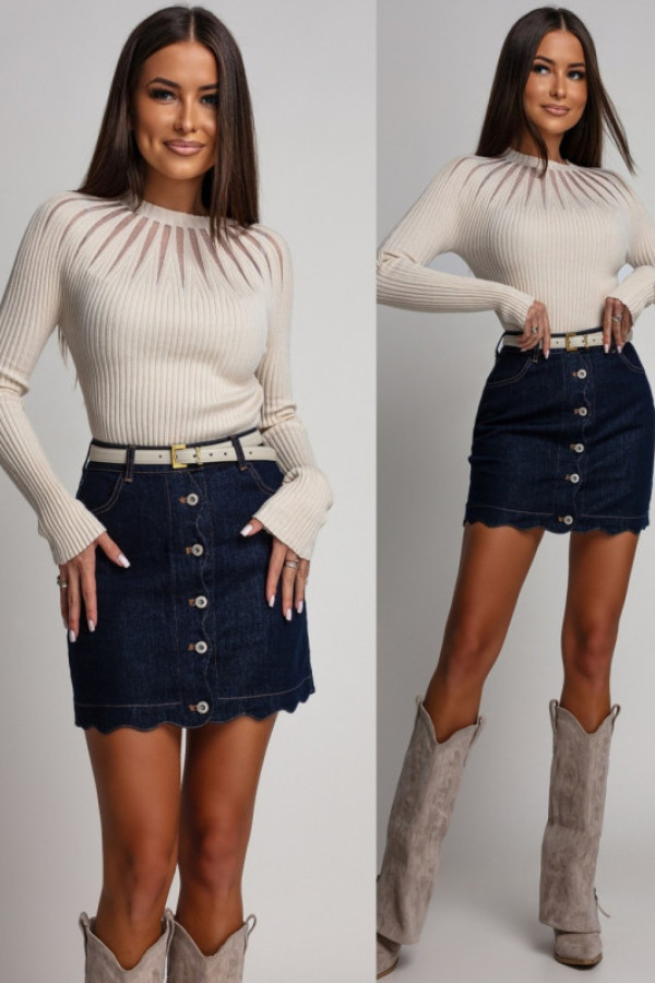 Dzianinowa bluzka z siateczką lucillia kremowa