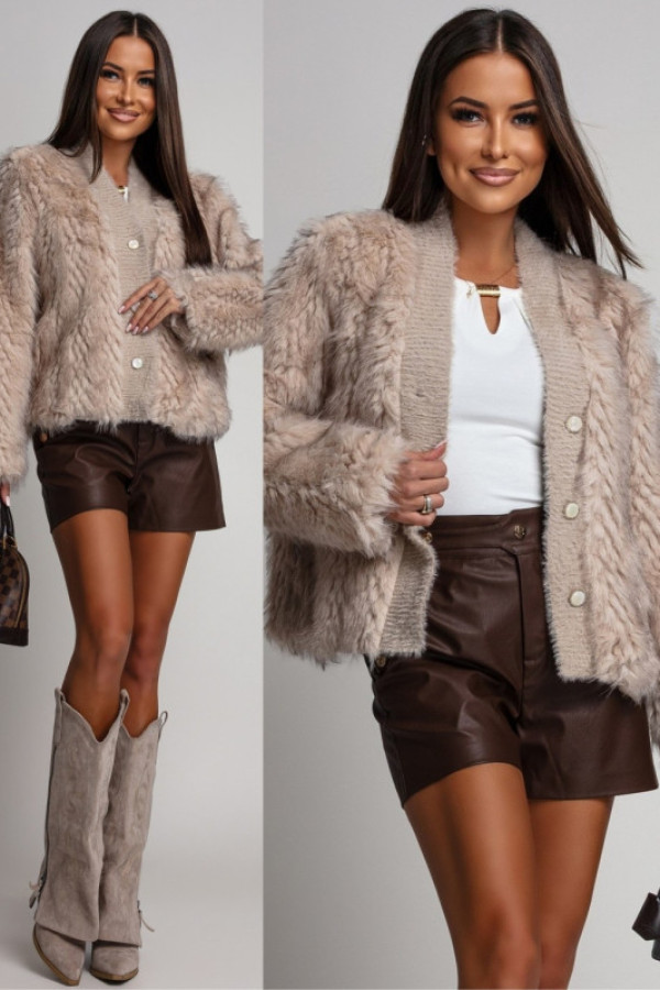 Futrzana kurtka ratta beżowa