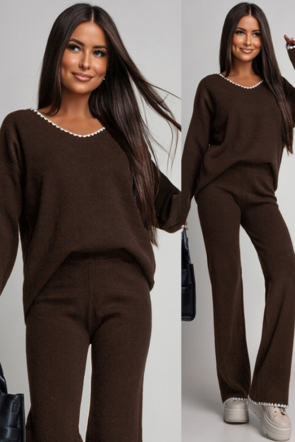 Dzianinowy komplet severa brązowy