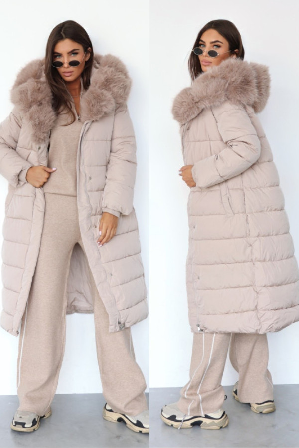 Pikowany płaszcz pirette beżowy