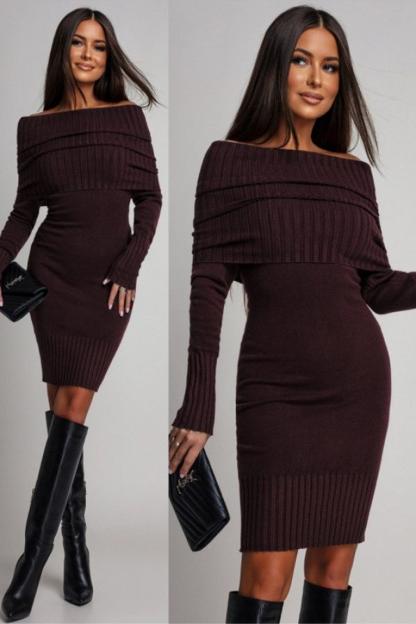 Dzianinowa sukienka hiszpanka caravalla brązowa