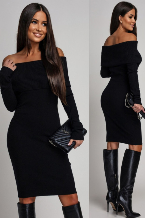 Dzianinowa sukienka hiszpanka fasadia czarna