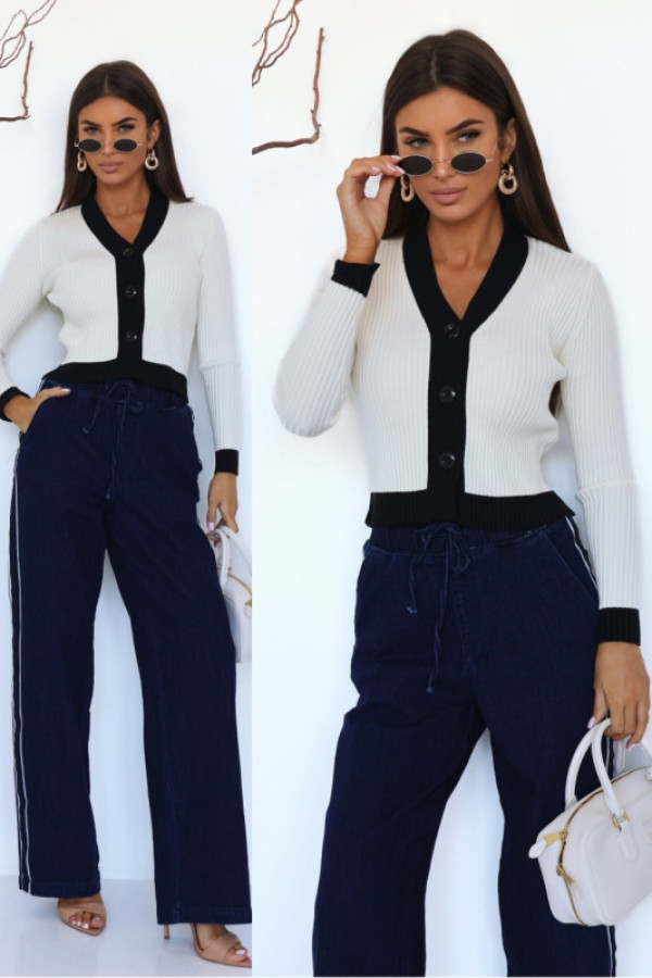 Elegancki kardigan lomire kremowy