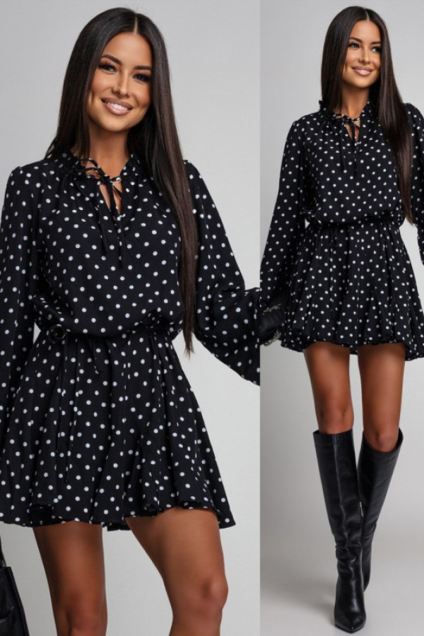 Zwiewna sukienka mini w grochy elyssie ii czarna