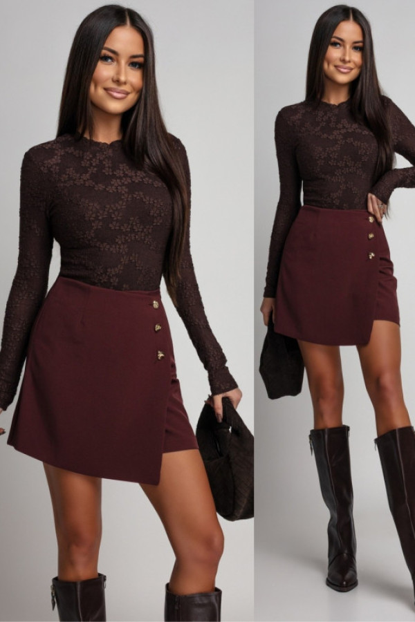 Dopasowane body ze zdobieniem blumine brązowe