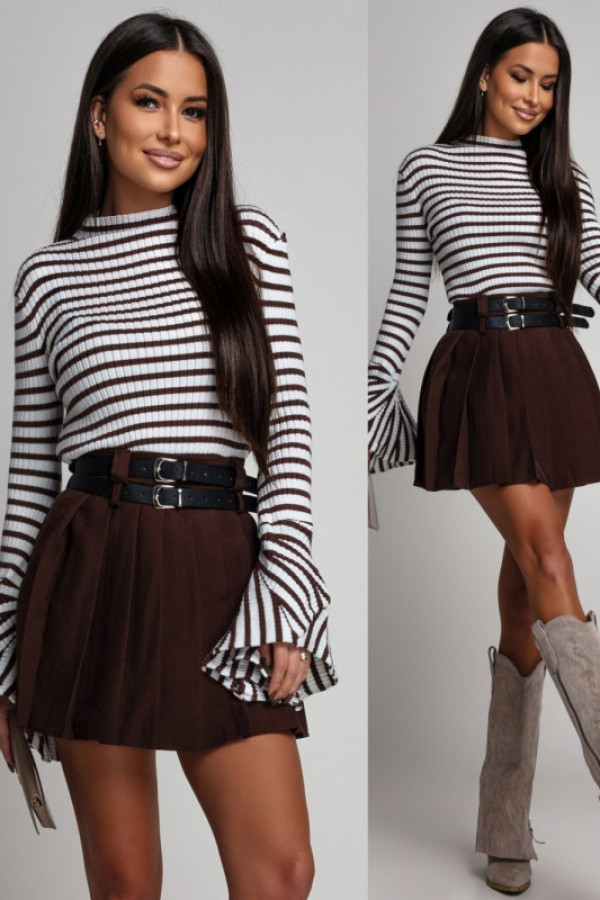 Dzianinowa bluzka w paski sheilly kremowa