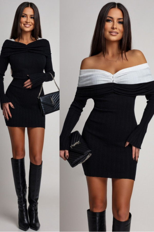 Dzianinowa sukienka mini hiszpanka letissia czarna