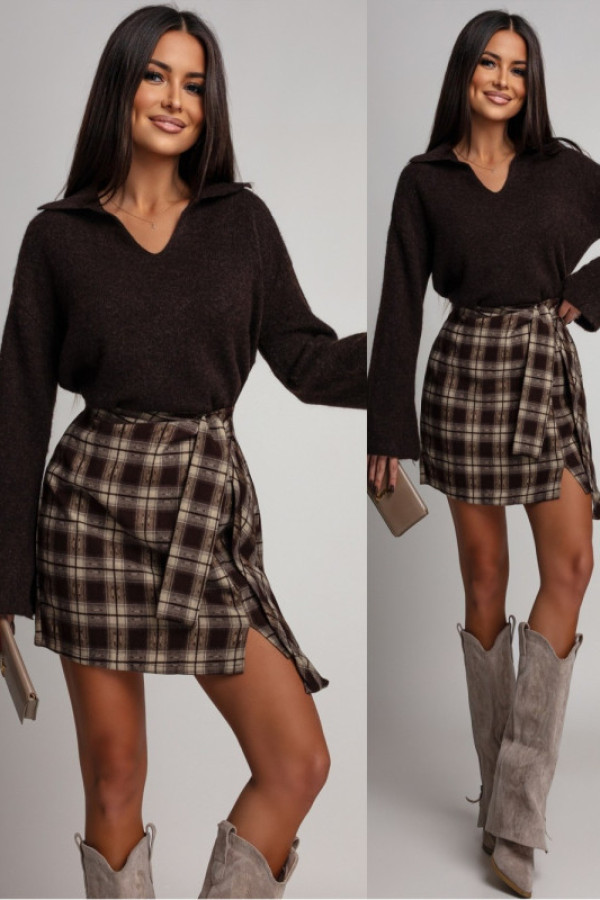 Wełniany sweter ravellio brązowy