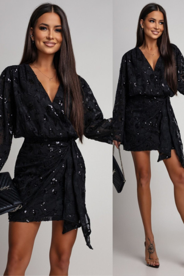 Pre order wysyłka 19.11 elegancka sukienka mini z cekinami renatte iii czarna